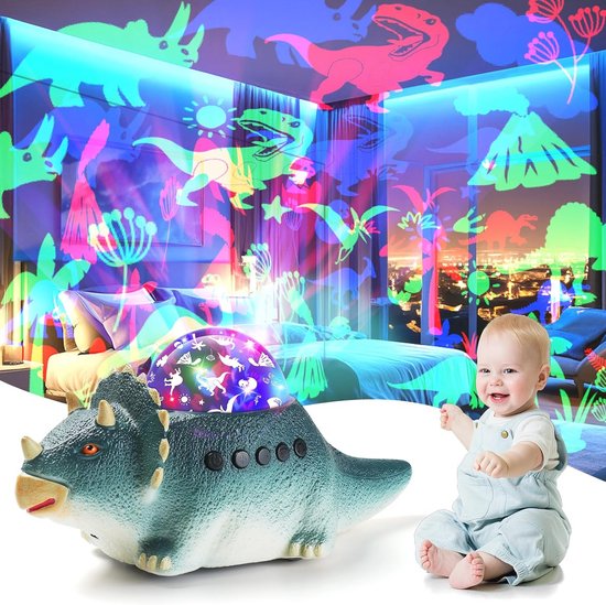Dinosaurus nachtlampje voor kinderen met 360° projectie en muziek, ideaal voor baby- en kinderkamer, cadeau voor feestdagen van Merkloos