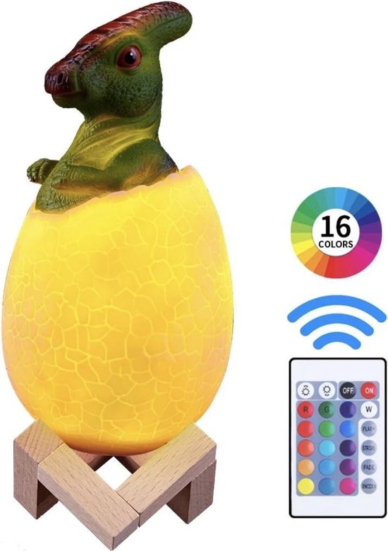 Dinosaurus Speelgoed Lamp - Dino Nachtlamp - Verlichting -Parasauroplus - RGB 16 Kleuren van Decopatent