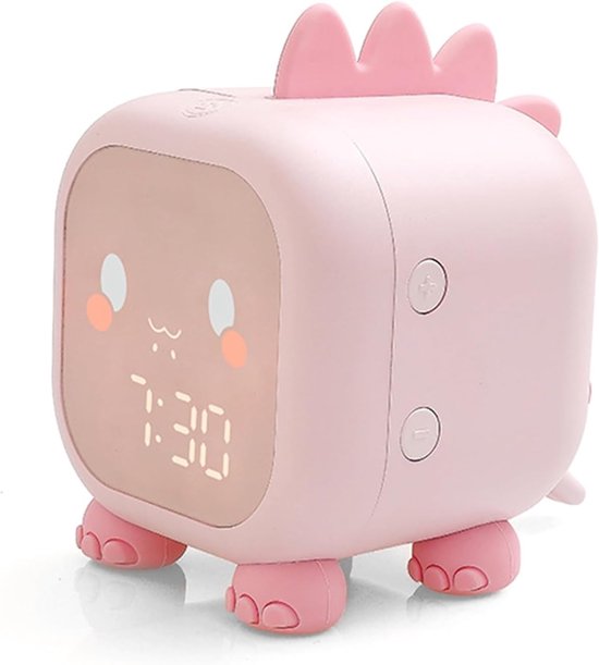 Dinosaurus Wekker - Digitale Klok - Wakker Worden - Zonsopgang Simulatie - 10 x 10 mm - Roze