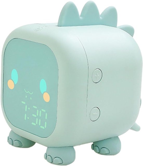 Dinosaurus wekker - Nachtlampje kind - Kinderen inslapen - Dubbel alarm functie - 118 x 88 mm - Groen