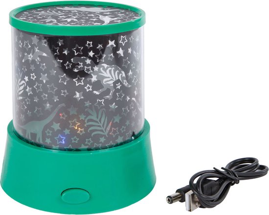 DinoWorld dinosaurus projector lamp groen 12cm LED kinderkamer. van DinoWorld