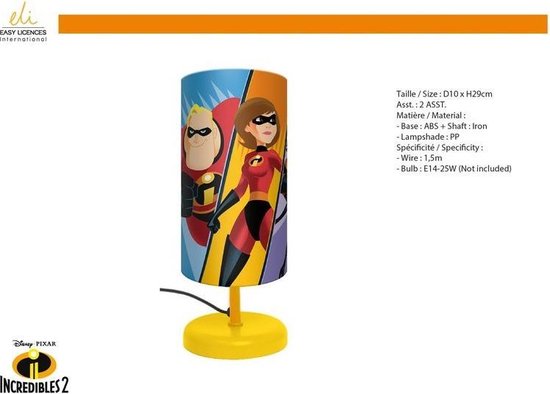 Disney - Incredibles 2 - Nachtlampje kinderen - Geel - 29cm van Disney