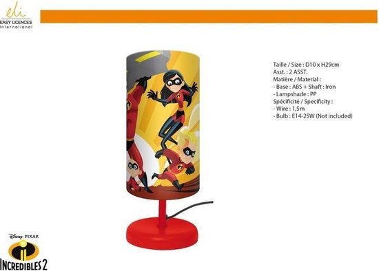 Disney - Incredibles 2 - Nachtlampje kinderen - Rood - 29cm van Disney