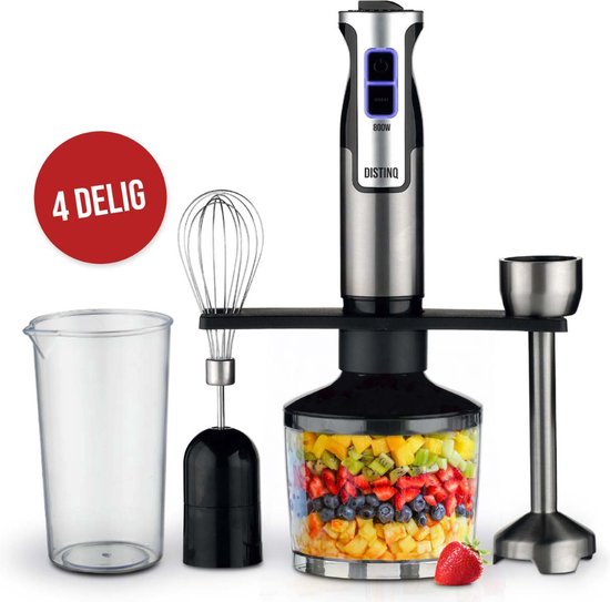 DistinQ Staafmixer Set - 4-delig - 800 Watt - Hakmolen - Staafmixer - Garde & Maatbeker van DistinQ