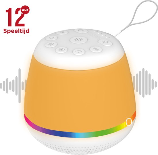 DistinQ White Noise Machine compact - Witte Ruis Slaaptrainer voor Baby - Slaaphulp met 8 verschillende kleuren LED verlichting en 29 rustgevende geluiden van DistinQ
