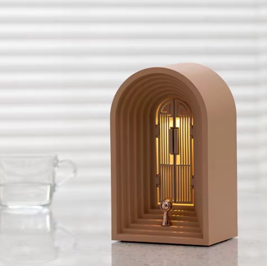 Dit nieuwe, creatieve nachtlampje in Scandinavische stijl kan worden aangesloten op je telefoon of Bluetooth-speaker om sfeer te creëren en een warm licht uit te stralen. Het kan ook als tafellamp worden gebruikt. - Bruin van Merkloos