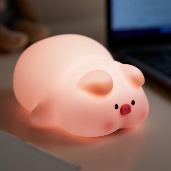 Dit schattige nachtlampje in de vorm van een varkentje is gemaakt van siliconen van voedselkwaliteit, is oplaadbaar en gaat aan met een simpele aanraking. Het is lief en perfect Geschikt voor een kinderkamer, met instelbare helderheid. van Merkloos