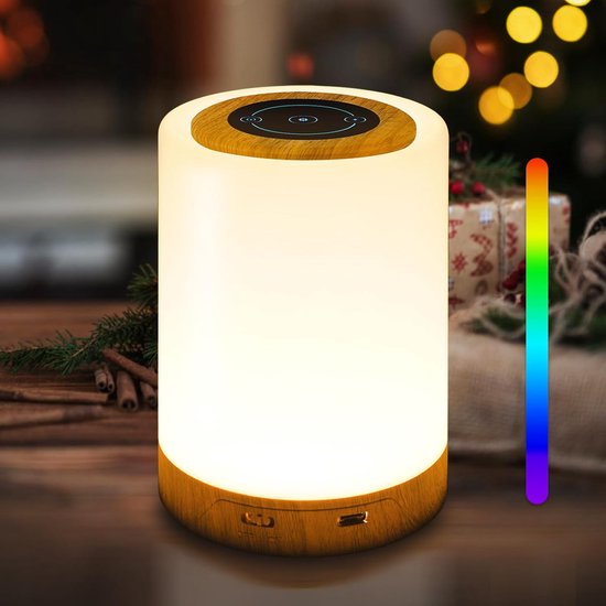 DiverseGoods Nachtkastlamp Touch Dimbaar - LED Nachtlicht Warm Licht - LED-nachtlampje Oplaadbaar via USB - 12 RGB Kleuren en 4 Modi - Timer - Sfeerlicht, Bureaulamp - Draagbaar - Voor Slaapkamer, Woonkamer van DiverseGoods