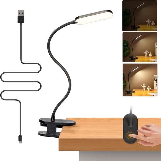 DnA® Bureaulamp - Bureaulamp LED - Bureaulamp Met Klem - Dimmable LED Desk Lamp - Desk Lamps - Zwart - 13cm x 6cm x 46cm