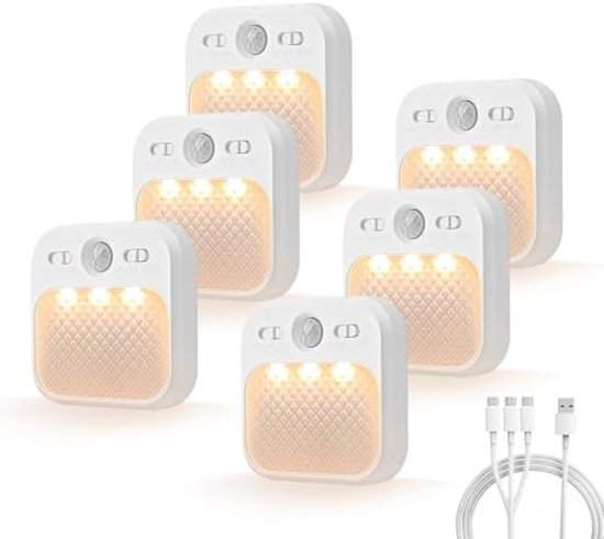Draadloos LED Nachtlampje met Bewegingssensor - 6 Stuks Set van Merkloos