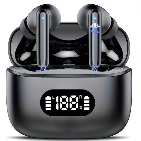 Draadloze Bluetooth 5.3 Oordopjes Noise Cancelling 40dB – TWS Earbuds met 6 ENC Microfoons, HD Bellen, LED Display, ANC & Transparantiemodus – Geschikt voor iPhone & Samsung