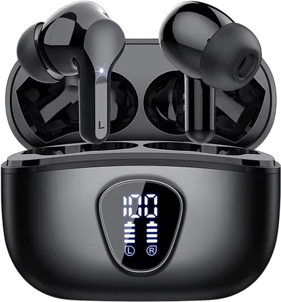Draadloze Bluetooth Oordopjes BT5.4 – 48U LED Display, HiFi Stereo, IP7 Waterdicht, Noise Cancelling Earbuds