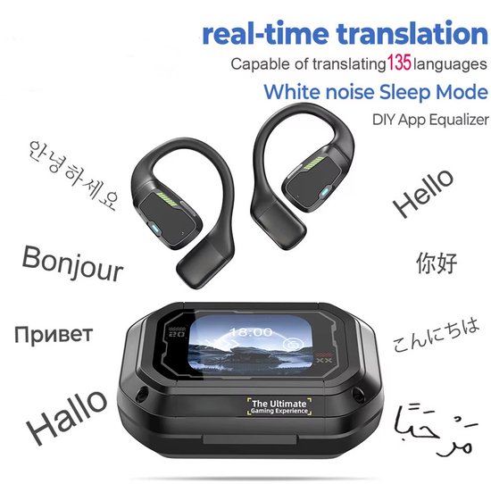 Draadloze Bluetooth oordopjes met microfoon – sport oordopjes waterdicht IPX5, gaming headset met ASMR ondersteuning en vertaalfunctie, ideaal voor hardlopen en bellen