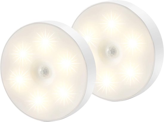Draadloze Ledlamp - 2 Stuks - Draadloze ledlamp met Bewegingssensor - Magnetisch - Dag & Nacht Sensor - Usb Oplaadbaar - Kastverlichting - Wandlamp - Draadloze ledspot - Usb oplaadbaar - met Magneet - Lampen van Merkloos