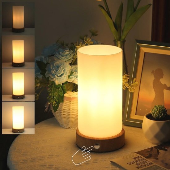 Draadloze Nachtlamp met Dimbare Touchbediening en Oplaadbare Accu