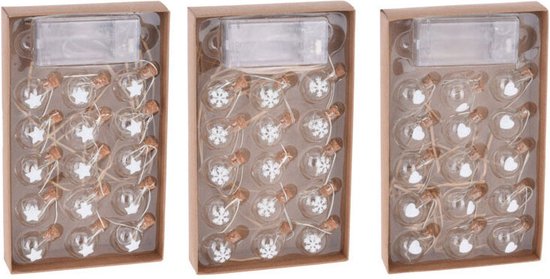 Draadslinger kerstverlichting 15 LED kerstballetjes warm wit decoratie. van Merkloos