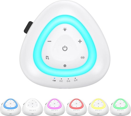 Draagbare geluidsmachine voor slaaphulp - 18 geluiden, 7 nachtlichten, ademlicht, Type-C oplaadbaar - meditatie, reizen, kantoor van Keybudz