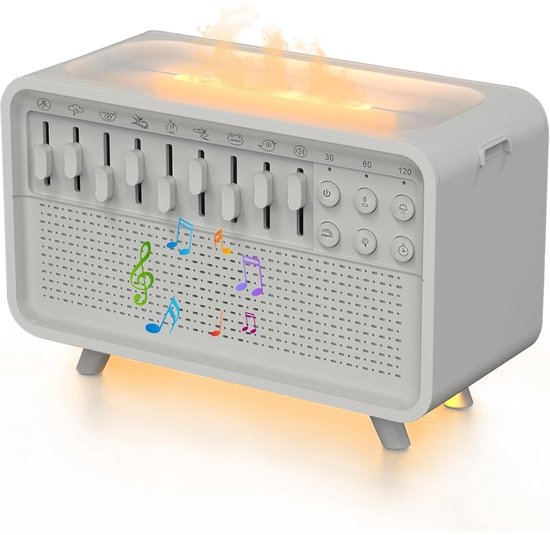 Draagbare Geluidsmachine - Witte Ruis Generator - 4-in-1 Apparaat - 8 Natuurlijke Geluiden - Bluetooth Luidspreker - ABS en Polypropyleen - Verstelbaar Nachtlicht - Ideale Slaaphulp - 1 Stuk