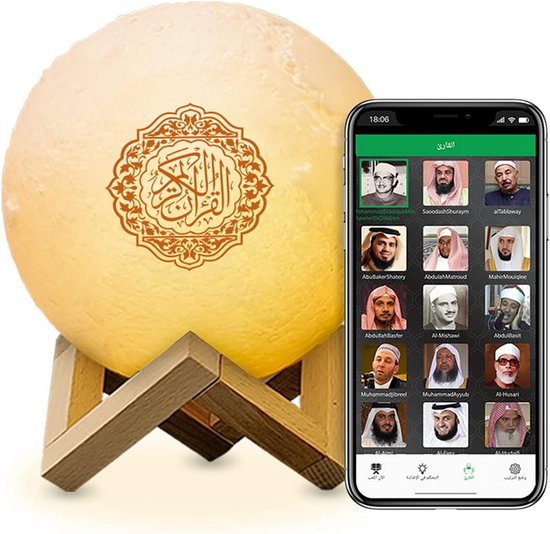 Draagbare Koran Maanlamp met Bluetooth Speaker en Afstandsbediening - 7 Kleuren LED Nachtlamp
