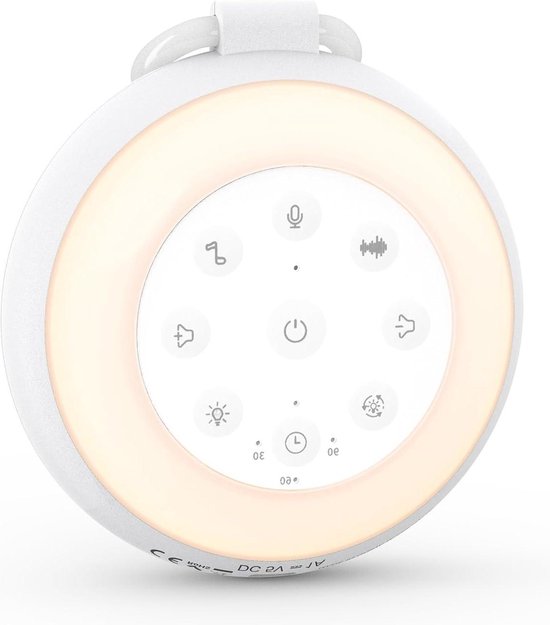 Draagbare Witte Geluidsmachine voor Peuters - 24 Geluiden - 15 Instelbare Volumes - Timer - Nachtlicht - Bluetooth Opnamefunctie van Dreamegg