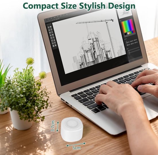 Draagbare Witte Ruis Machine met 10 Natuurlijke Geluiden en 7 Nachtlampjes - USB Oplaadbaar van Merkloos