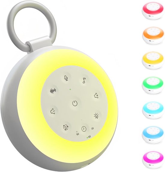 Draagbare witte ruismachine met 24 rustgevende geluiden, timer, nachtlampje en geheugenfunctie, slaaphulp voor baby's, witte ruismachine voor volwassenen, baby van Anescra
