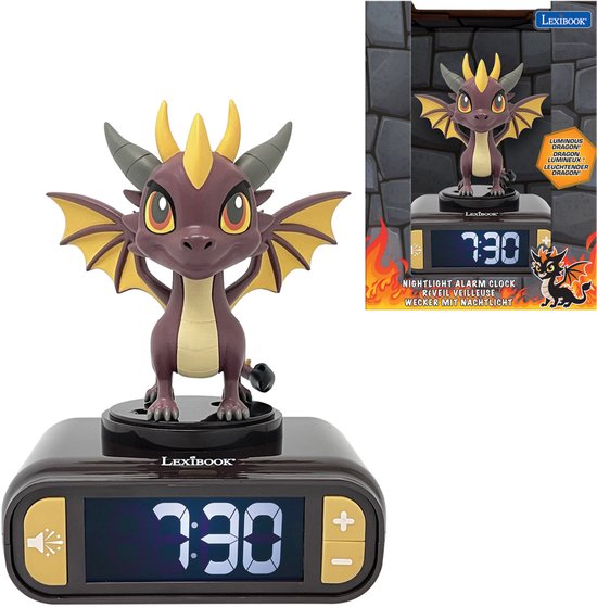 Draak 3D Nachtlamp-Wekker met Geluidseffecten