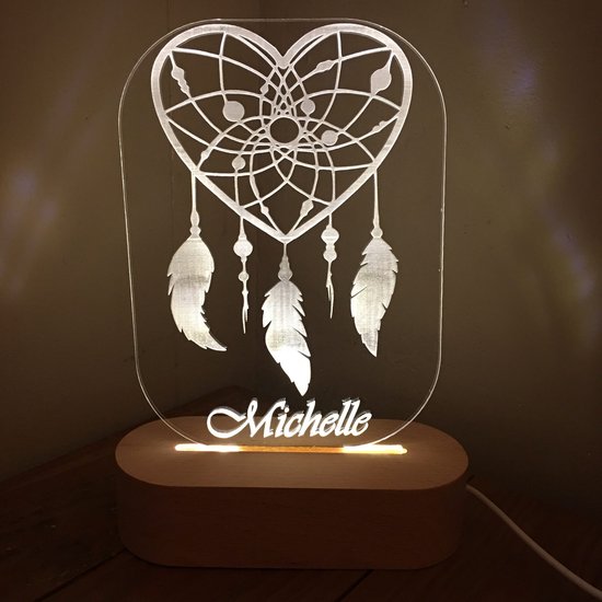 Dromenvanger nachtlampje met naam - Gepersonaliseerd - Boho - hartjes van BelleJour