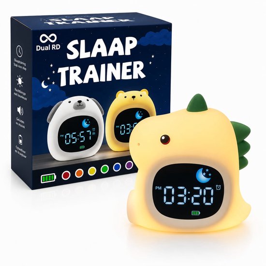 Dual RD Slaaptrainer - Kinderwekker - Slaapwekker met nachtlampje - Dino van dual