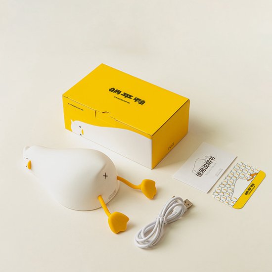 Duck Nachtlampje – 21 cm Oplaadbaar LED Nachtlampje – Touch Sensor 3 Helderheidsstanden – Met Telefoonhouder en Timer – Zacht Siliconen Kinder Nachtlamp voor Babykamer