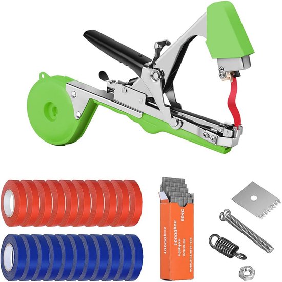 Dussdote Plantenbindmachine - Bindtang voor planten - Tape-apparaat - Wordt geleverd met spijkers en 20 rollen tape - Voor fruit, bomen en groenten van Dussdote