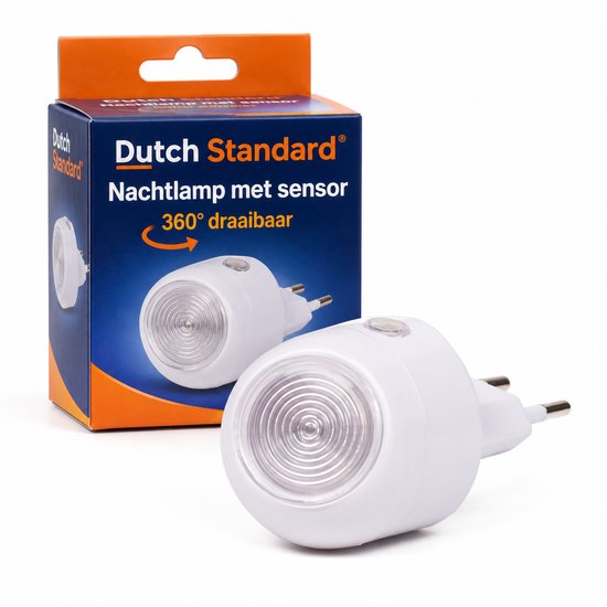 Dutch Standard nachtlamp met dag-/nachtsensor - 360° draaibaar - stopcontact - 1 W - wit van Dutch Standard