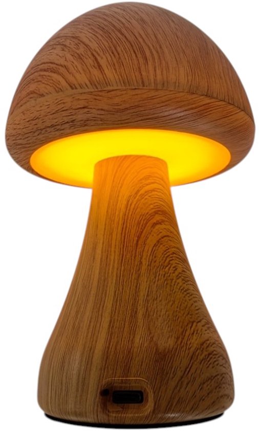 Dutchers® LED Paddestoel Nachtlamp – Mushroom Nachtlampje - Draadloos - 3 Kleuren Dimbaar – USB Oplaadbaar – Aanraaksensor Tafellamp - Bureaulamp – Draagbare Bedlamp & Huisdecoratie van Dutchers.®