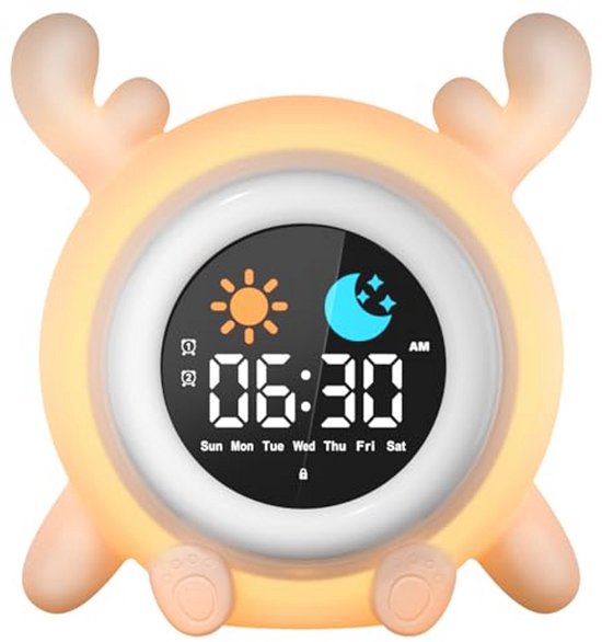 Educatieve wekker voor kinderen met 2 alarmen, snoozefunctie en 7 kleuren