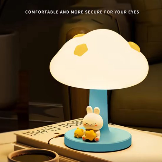 Een LED-nachtlampje in de vorm van een wolk, een USB-oplaadbaar, siliconen sfeerlampje, schattig decoratief lampje voor op het bed. van Merkloos