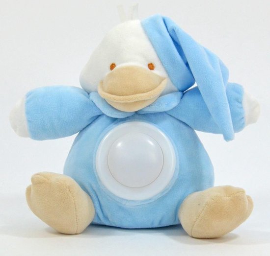 Eend knuffel (blauw) met nachtlampje - multicolor licht - LED van Merkloos