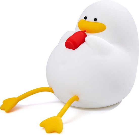 Eend met Hoedje Nachtlampje met Verstelbare LED Verlichting - Wit/Geel - Schattige en Draagbare Nachtlamp met Lange Werktijd - Veilig Siliconen Design - Perfect als Cadeau voor Kinderen en Feestdagen van Viridi