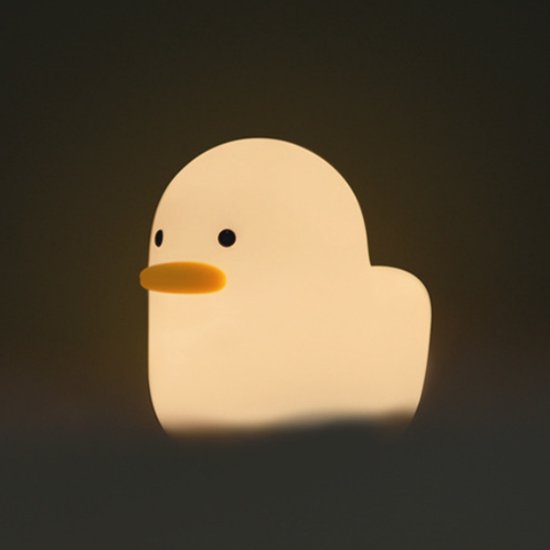 Eendje Nachtlampje - Tafellamp slaapkamer - Lamp nachtkastje - Nachtlampje oplaadbaar - Bureaulamp led - Nachtlampje - Bureaulamp led dimbaar - Wit - ABS/Silicone