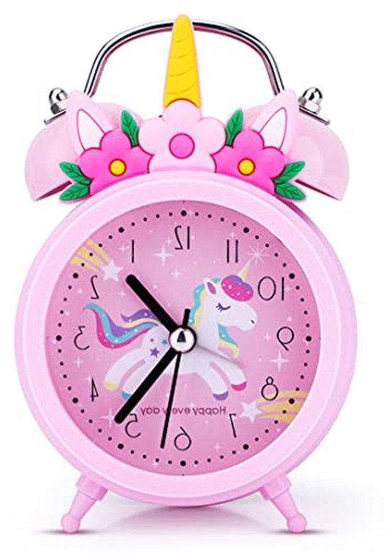 Eenhoorn wekker - Kinderwekker meisjes - Wakker worden - Geruisloos uurwerk - 125 cm hoog - Roze