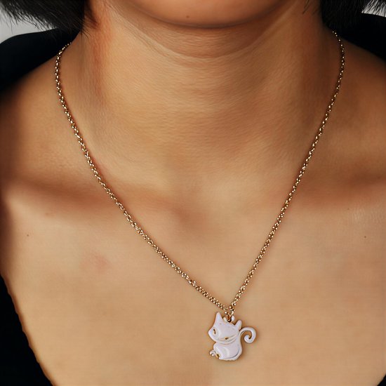 Eenvoudige Stijl Ketting voor Dames en Meisjes - Valentijnsdag Sieraad - Kat - Delicaat Hanger Kettingje - Modeaccessoire voor Vrouwen - Minimalistisch en Elegant van Avalaya