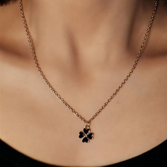 Eenvoudige Stijl Ketting voor Dames en Meisjes - Valentijnsdag Sieraad - Zwart - Delicaat Hanger Kettingje - Modeaccessoire voor Vrouwen - Minimalistisch en Elegant van AMDXD