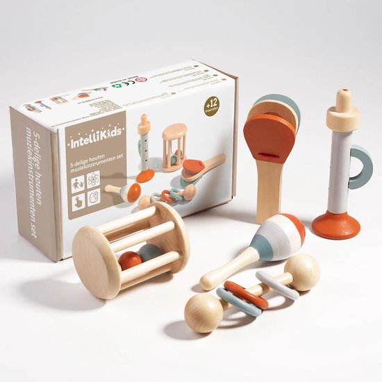 Eerste muziekinstrumentenset, 5-delig Montessori Houten Speelgoed, Muziekspeelgoed vanaf 1 jaar, Muziekset - Cadeau van Merkloos