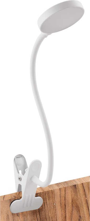 EINLICHT - LED Klemlamp "Halo" – 3-straps dimbare Bedlamp - 3,3W Bureaulamp met klem – 438 Lumen Leeslamp – Warm Wit LED Licht – Klemlamp voor Bureau, Bed & Werkplek - Wit