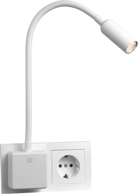 EINLICHT "LED-Point" - Nachtlamp 4W - Flexibele arm 40cm - Leeslamp 260Lm - 3-staps dimbaar Bedlamp - 3000K Stopcontact Lampje- Wit van EINLICHT