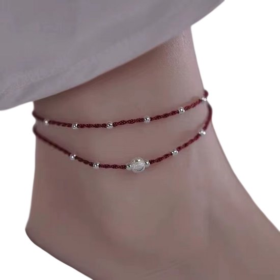 Enkelketting met Kralen voor Heren & Dames - Verstelbare Enkelband, Voetsieraad, Armband voor Voet, Lucky Cadeau, Persoonlijke Sieraden - Wijn van MJartoria