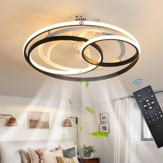 Equivera Plafonniere met Ventilator - Plafondventilator - Plafondventilator Afstandsbediening - Plafondventilator Slaapkamer - Plafond Ventilator met Verlichting - Plafondlamp - Plafonniere - Ideaal voor in uw slaapkamer! van Equivera