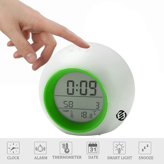 Equivera Slaaptrainer - Slaaptrainer Kinderen - Slaapwekker - Kinderwekker - Nachtlampje - Digitale Wekker van Equivera