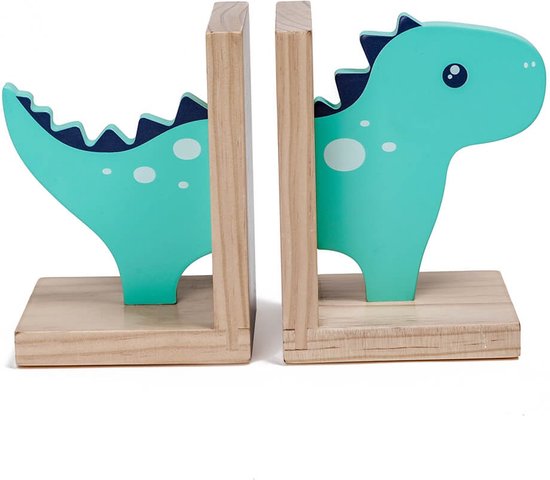 Eurekakids Boekensteun Dino voor Kinderen - Decoratieve Kinderboekensteun Dinosaurus voor Kinderkamer - Hout