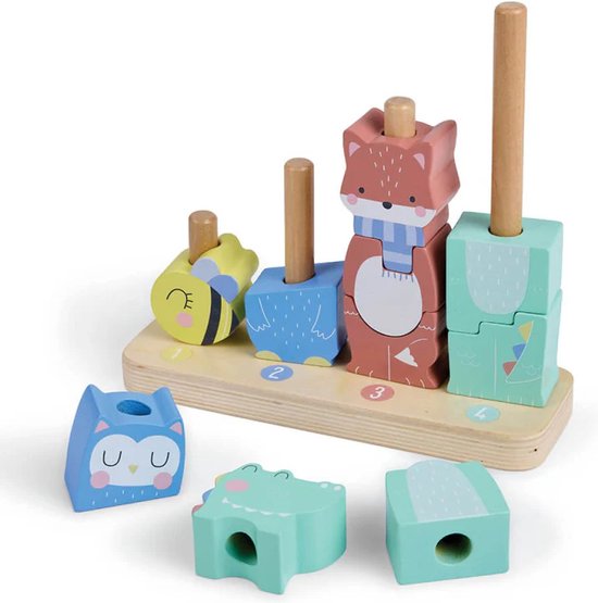 Eurekakids Stapel Speelgoed - Hout - Leren Tellen - Flexibele Pinnen van Eurekakids