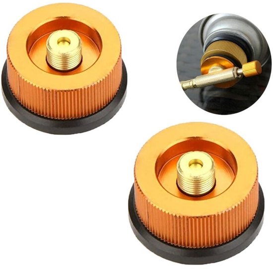 EXCITAT Gaspatroonadapter - Campingfornuisadapter - Gasaansluiting voor buitenfornuizen - Voor butaangaspatronen, schroefgaspatronen - 2 stuks van EXCITAT